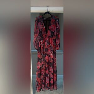 NWOT Women’s BEBE Goddess Boho Y2K Floral Sheer Maxi Romper Coachella Party 6.